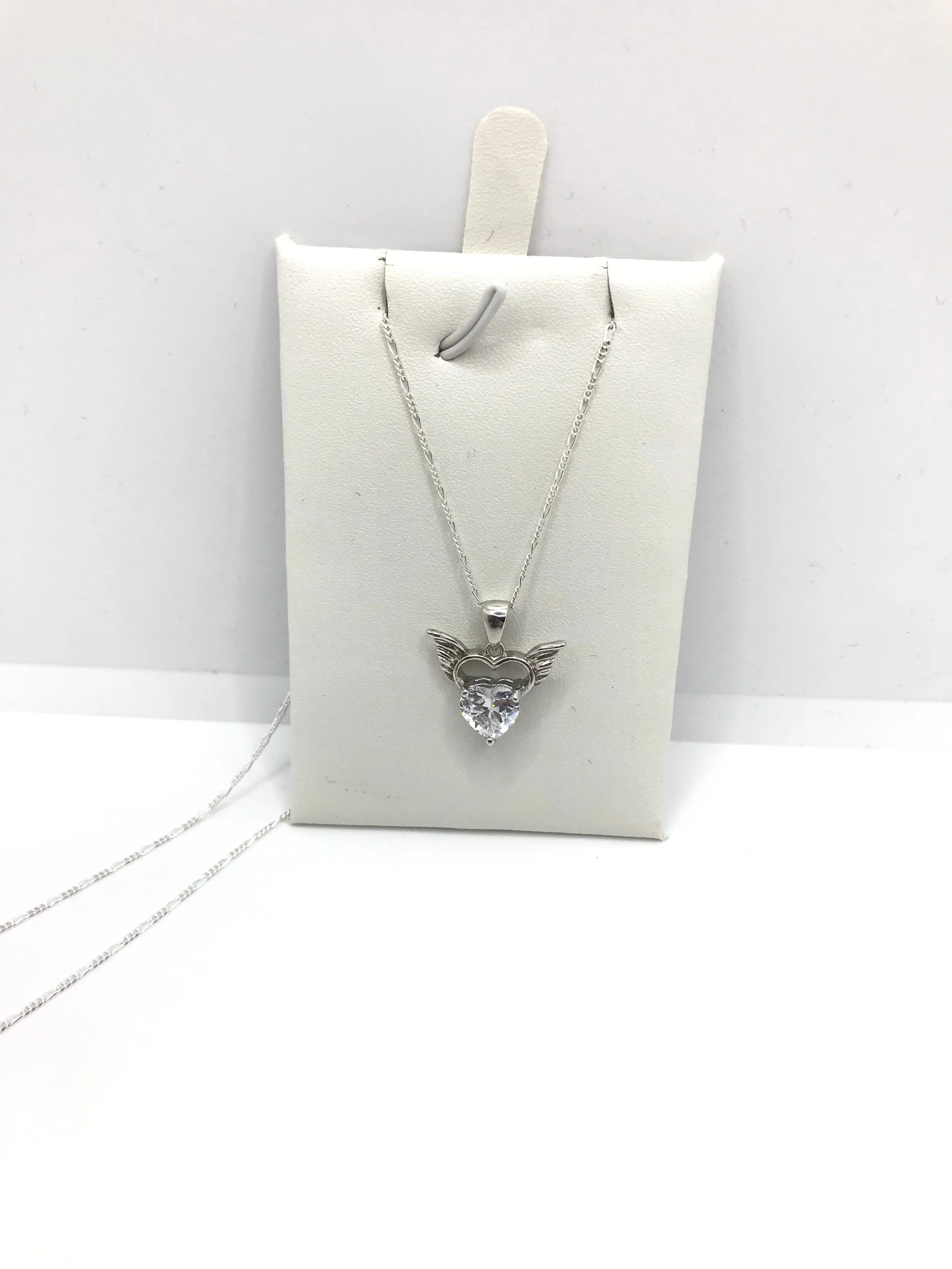 Sterling silver heart with wings necklace