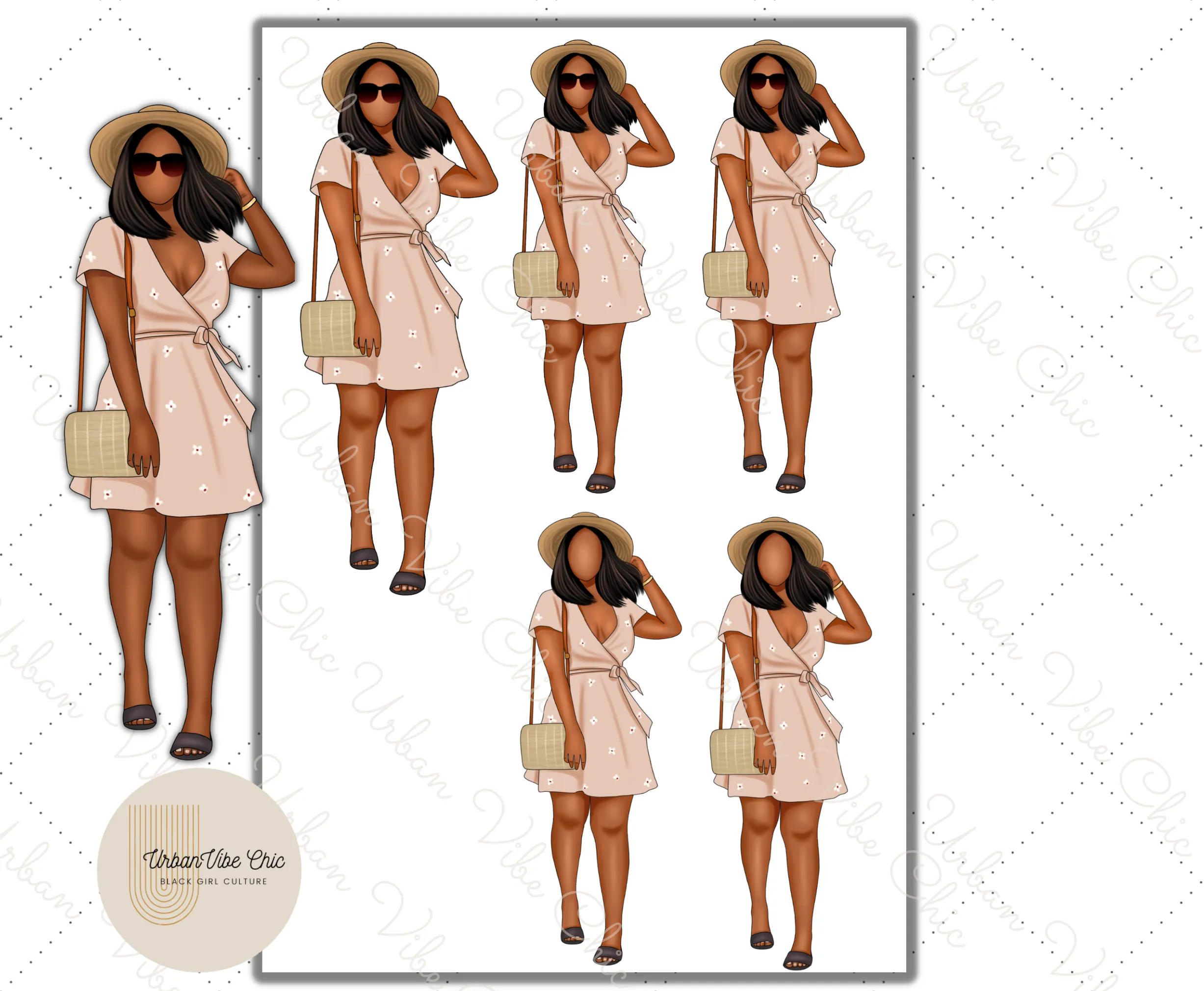 Summer Dresses - Black Girl Planner Stickers