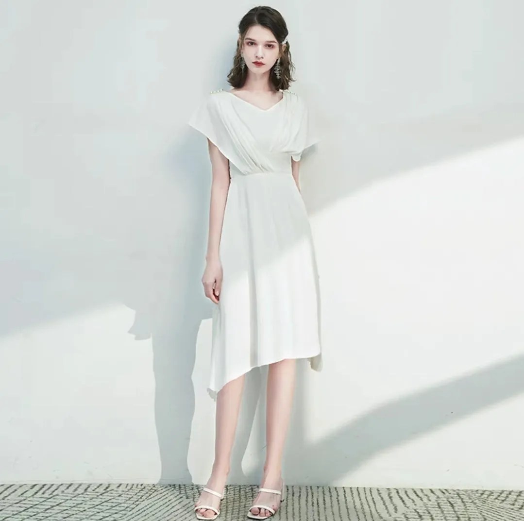 The Cordela White Short/Mid Length Dress