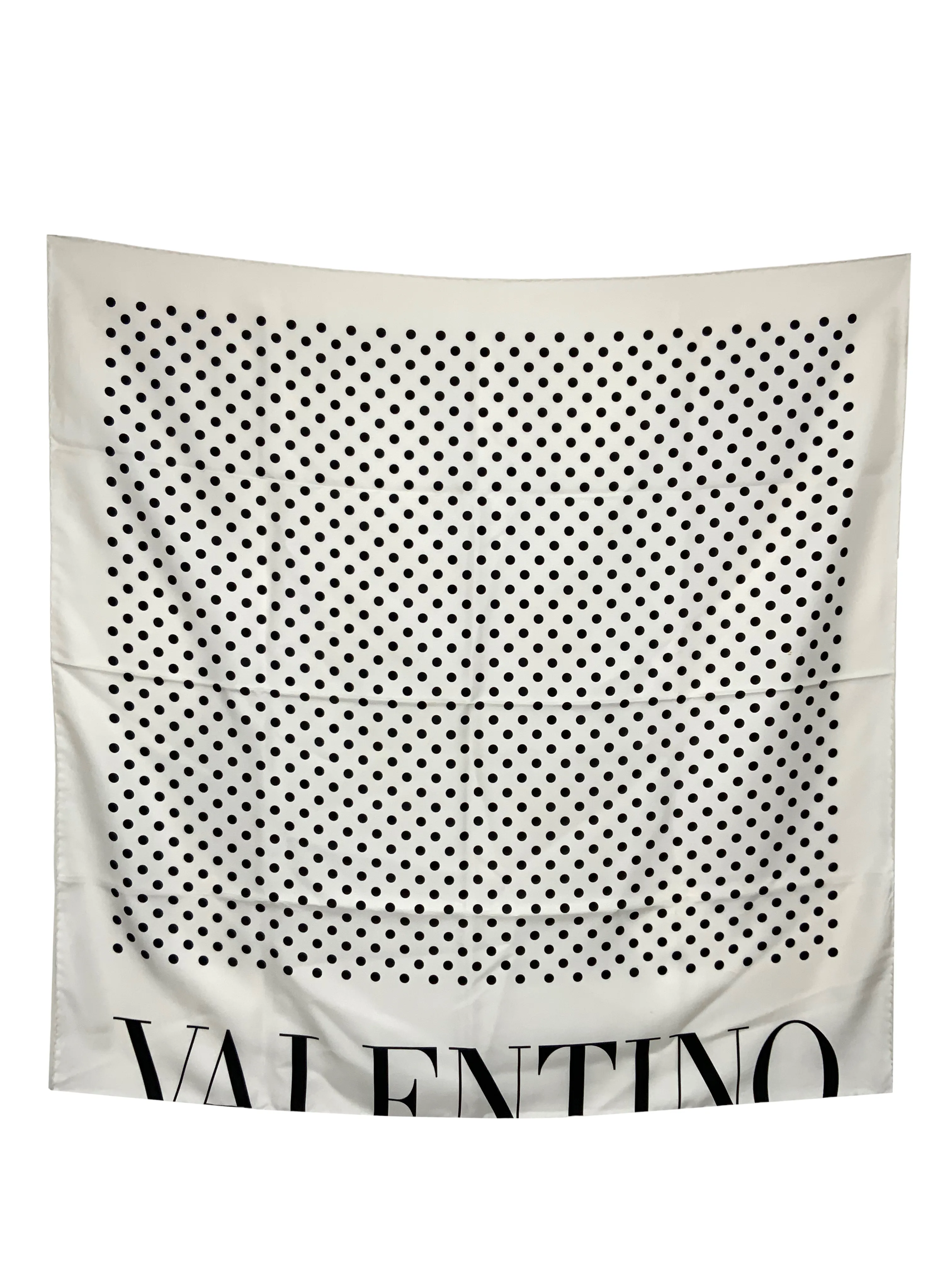 VALENTINO Polka-Dot Logo Silk Scarf