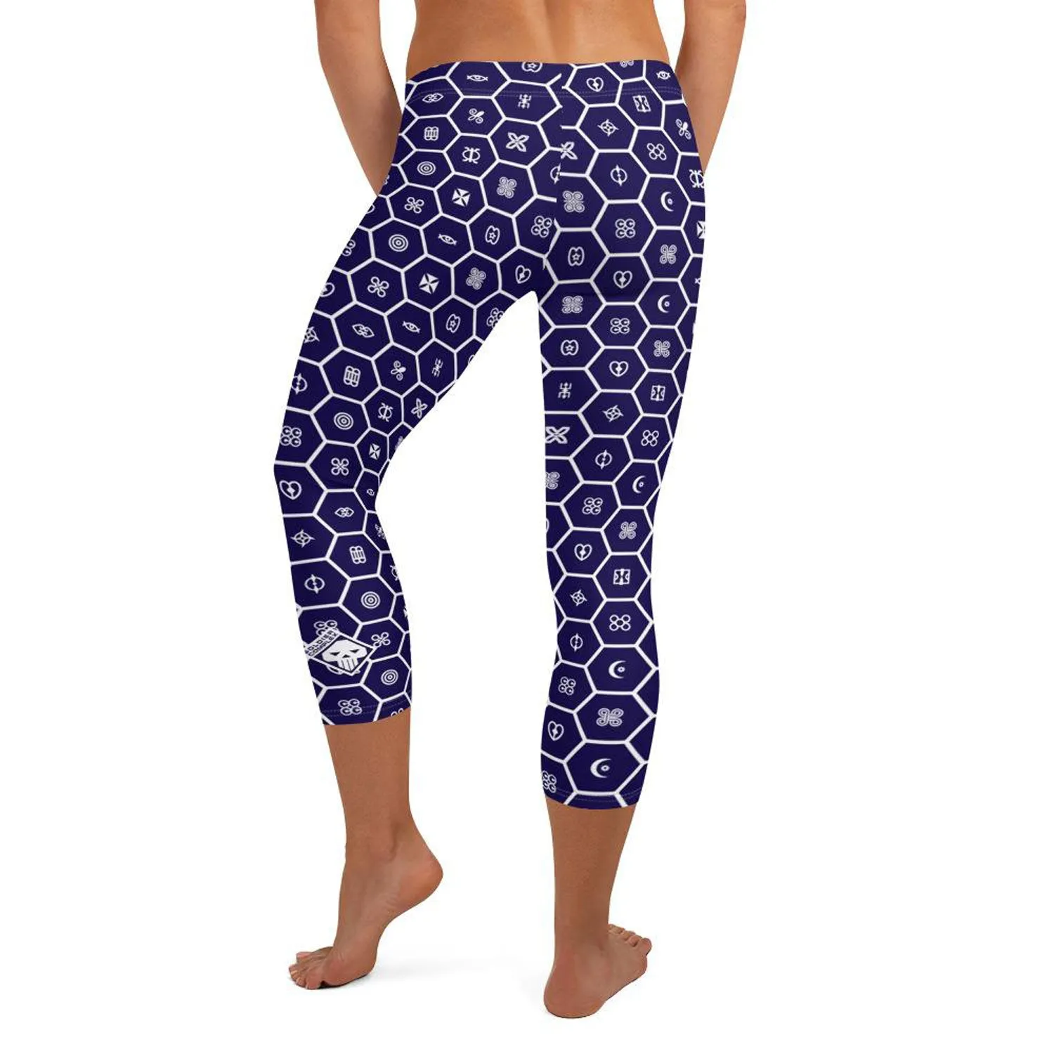 Vibrant African Print Adinkra Capri Yoga Pants: Perfect for Jiu Jitsu Workouts