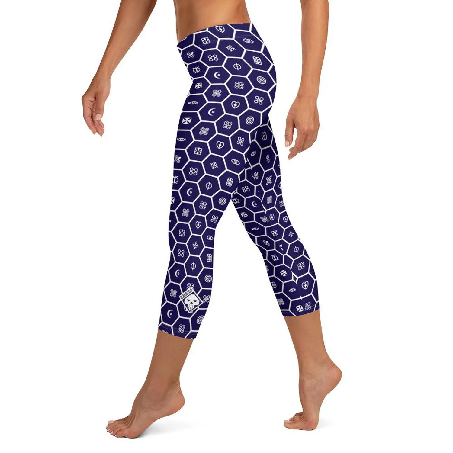 Vibrant African Print Adinkra Capri Yoga Pants: Perfect for Jiu Jitsu Workouts