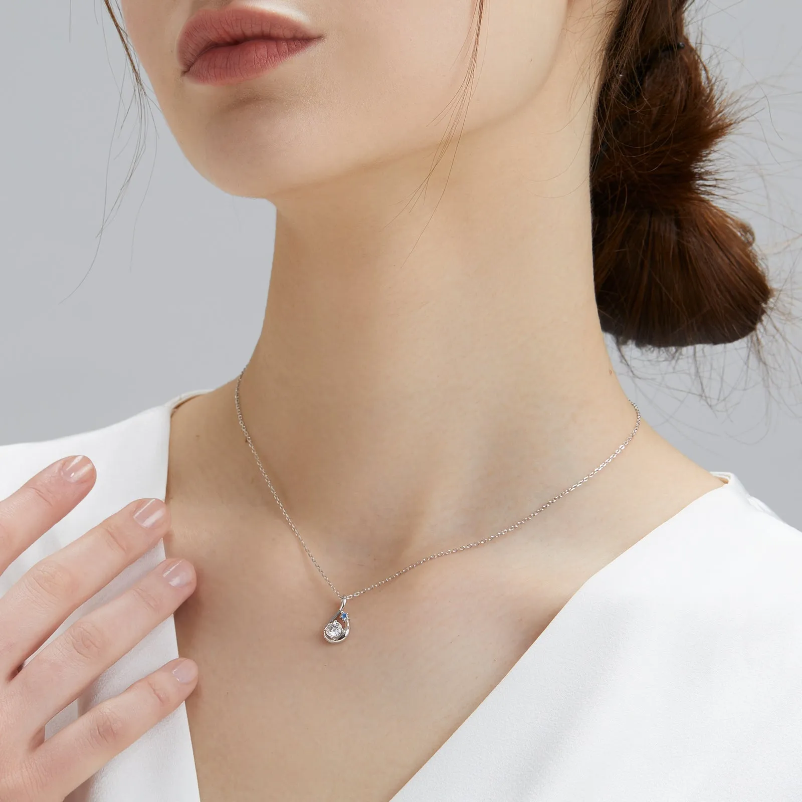 Water Drop VVS1 Moissanite Pendant Necklace for Women 0412 BL