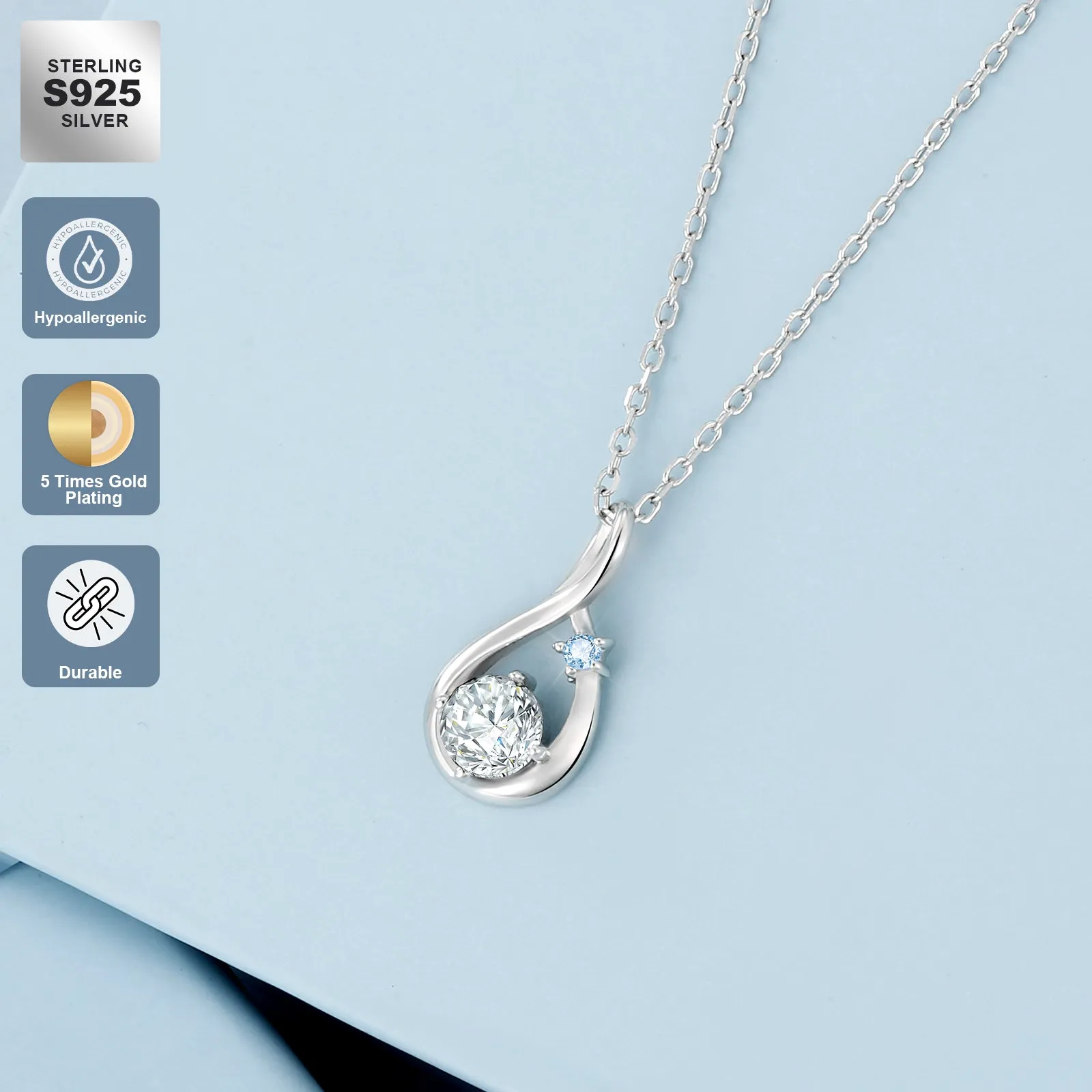 Water Drop VVS1 Moissanite Pendant Necklace for Women 0412 BL