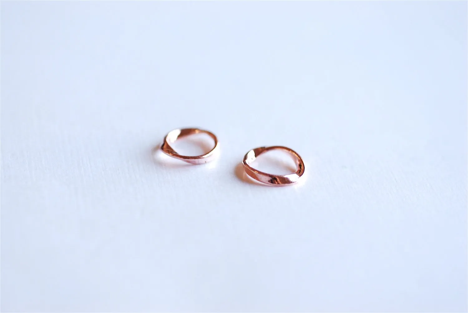 Wholesale Pink Rose Gold Vermeil Wavy Round Open Circle Connector Ring- 18k gold over Sterling Silver Round Open Ring, Wavy Twisted Karma Ring, 282