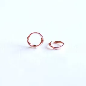 Wholesale Pink Rose Gold Vermeil Wavy Round Open Circle Connector Ring- 18k gold over Sterling Silver Round Open Ring, Wavy Twisted Karma Ring, 282