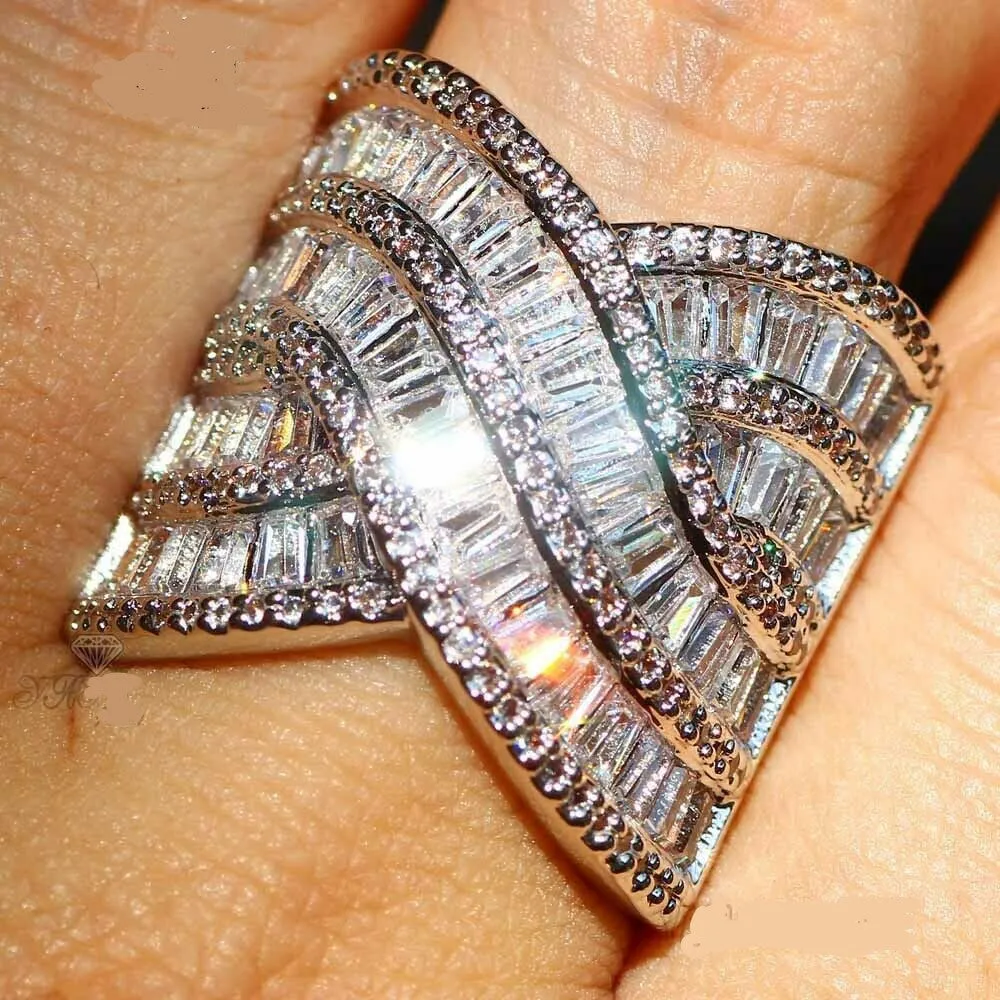 Wide Created White Sapphire Baguette Statement Ring