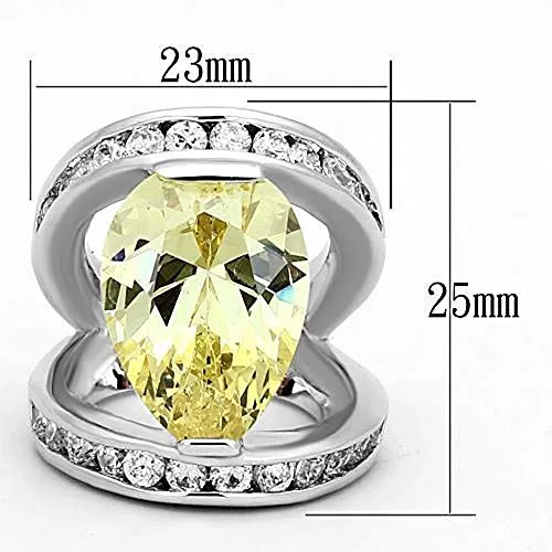 WildKlass Brass Pave Ring Rhodium Women AAA Grade CZ Citrine Yellow