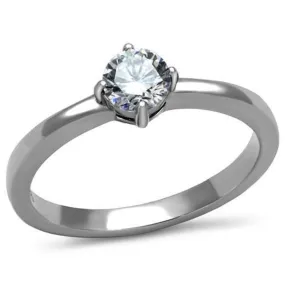 WildKlass Stainless Steel Ring High Polished Women AAA Grade CZ Clear