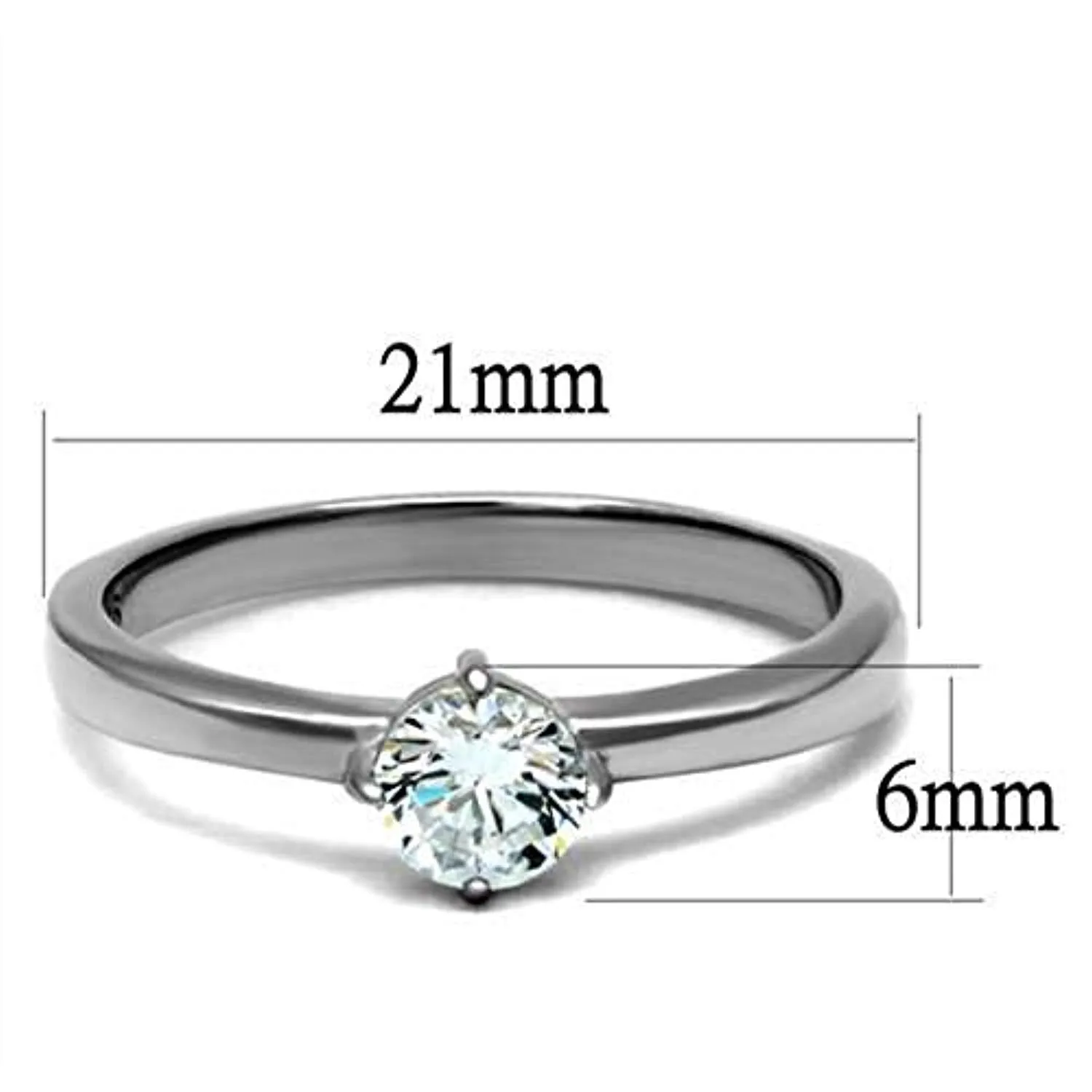 WildKlass Stainless Steel Ring High Polished Women AAA Grade CZ Clear