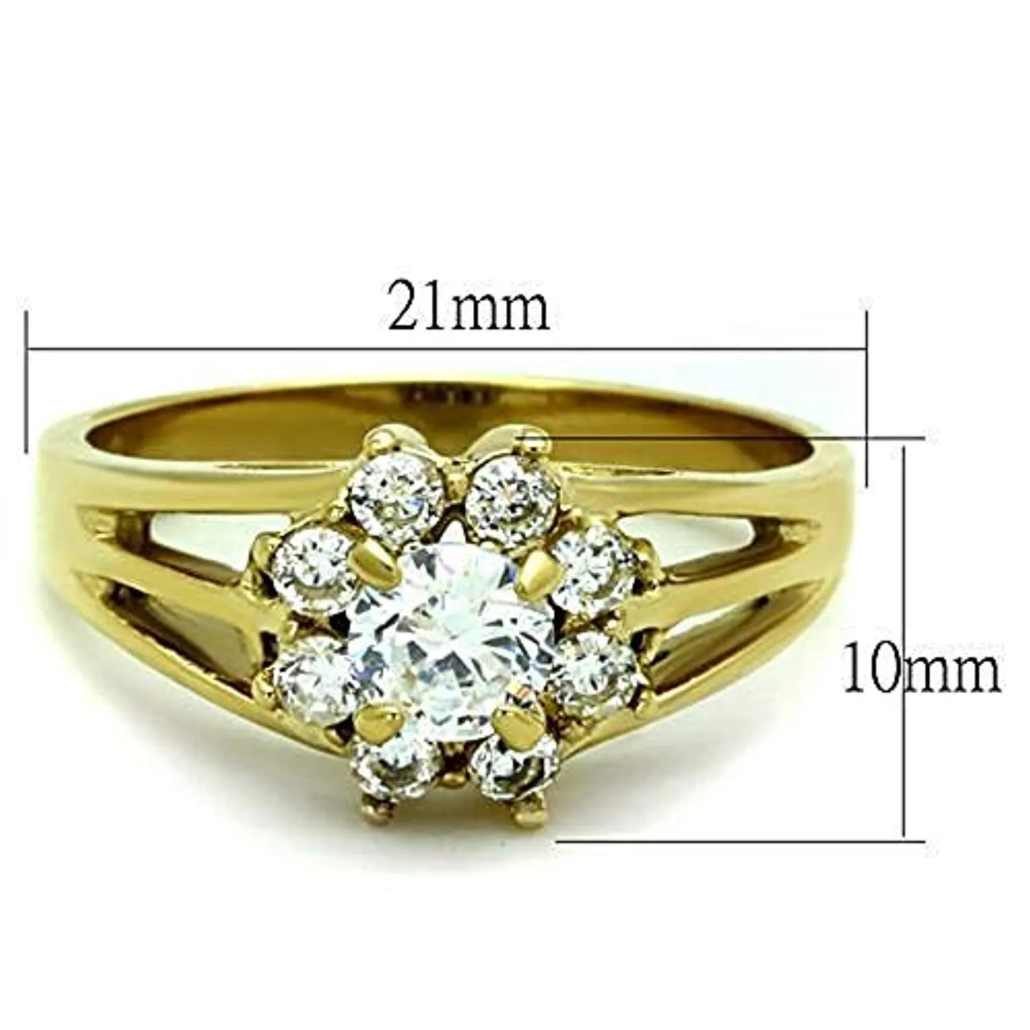 WildKlass Stainless Steel Ring IP Gold Women AAA Grade CZ Clear