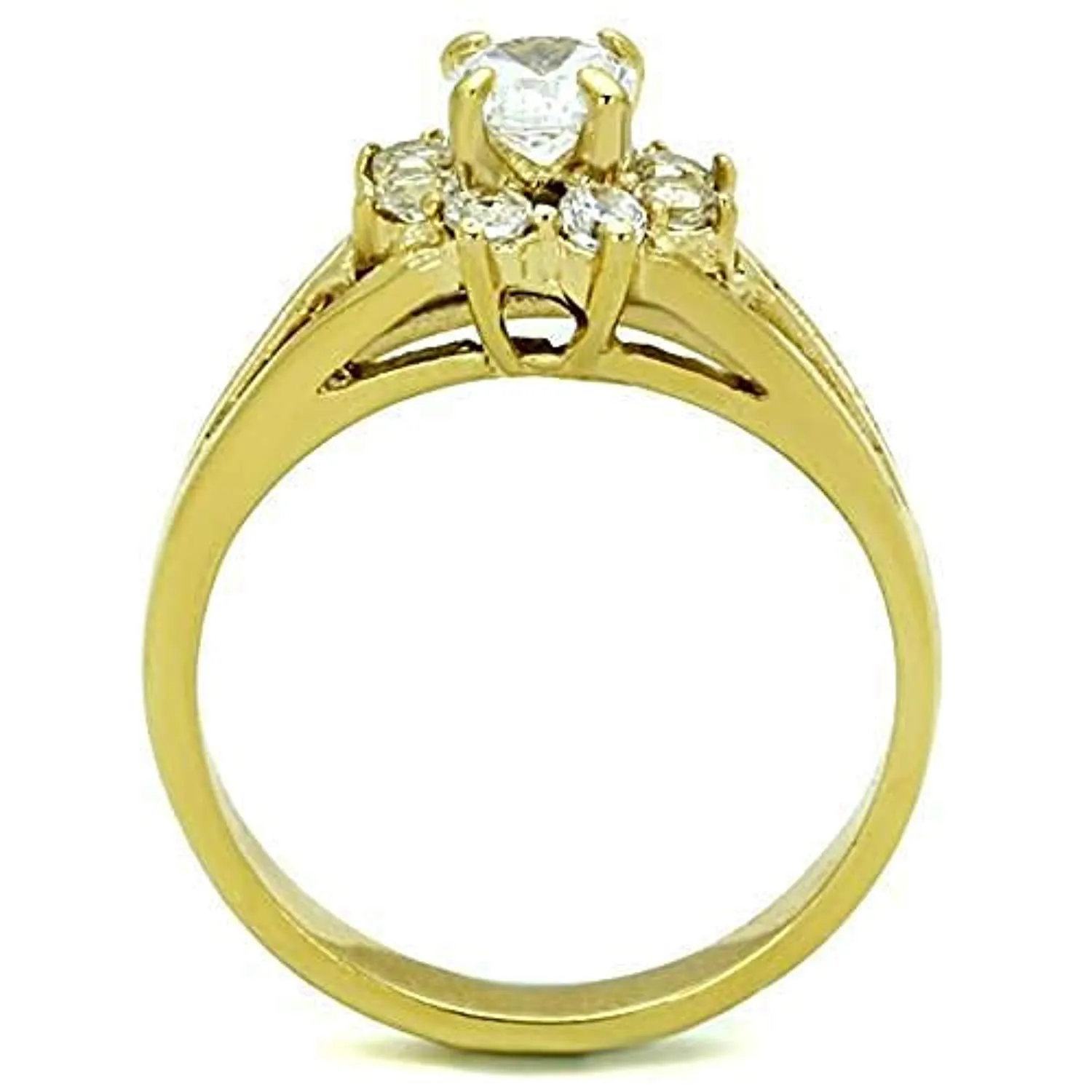 WildKlass Stainless Steel Ring IP Gold Women AAA Grade CZ Clear