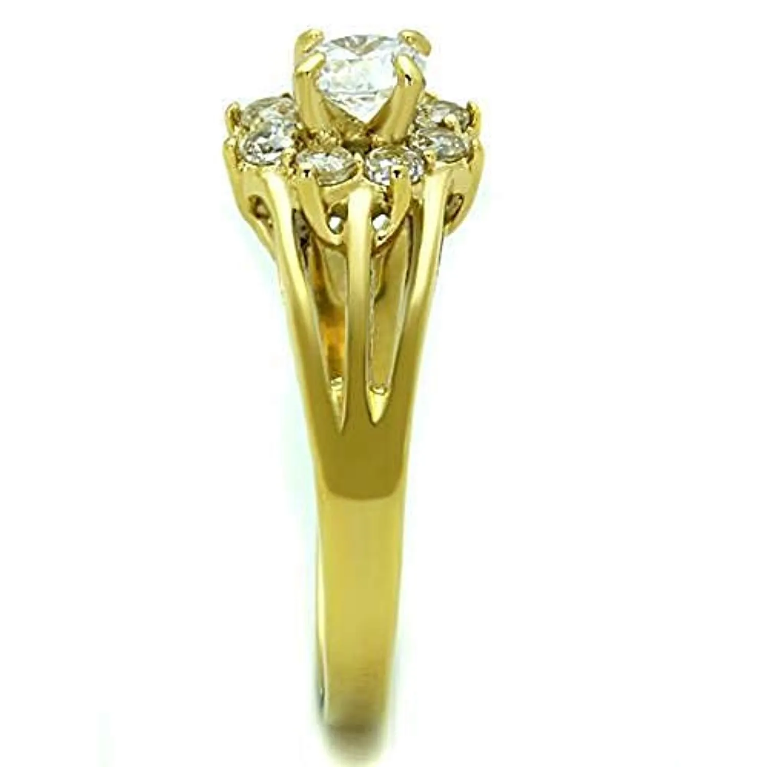 WildKlass Stainless Steel Ring IP Gold Women AAA Grade CZ Clear