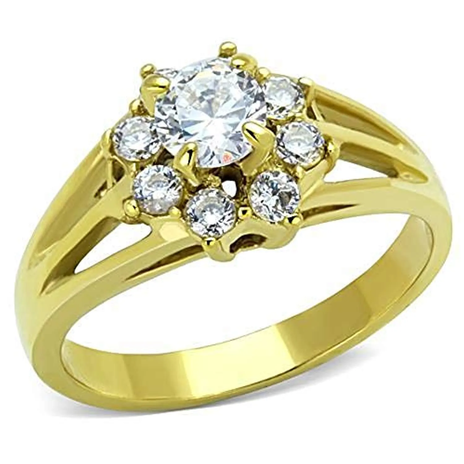 WildKlass Stainless Steel Ring IP Gold Women AAA Grade CZ Clear