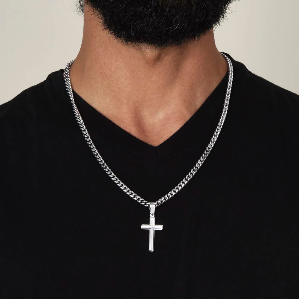 With god all things are possible Artisan Cross on Cuban Link Chain