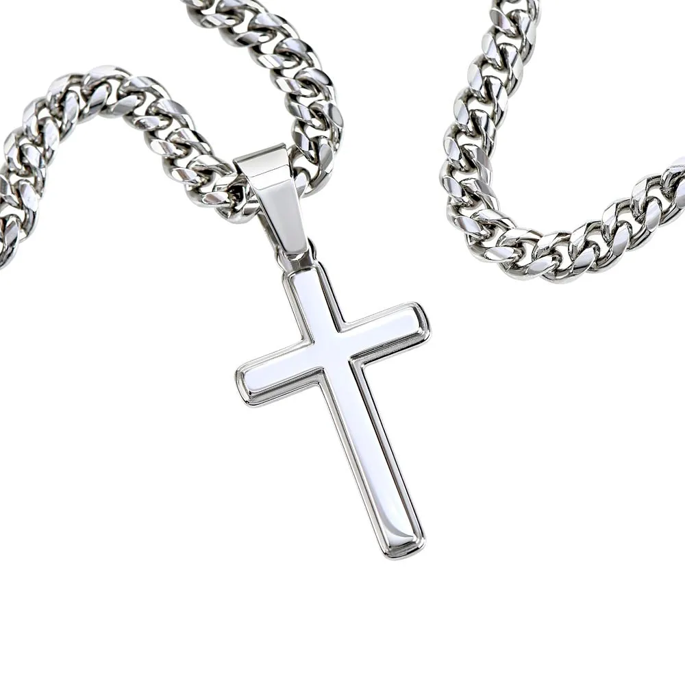 With god all things are possible Artisan Cross on Cuban Link Chain