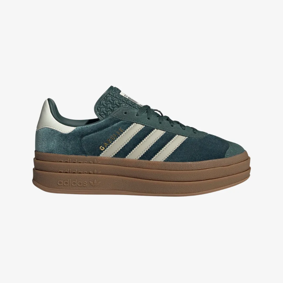 womens adidas gazelle bold (mineral green/gum)