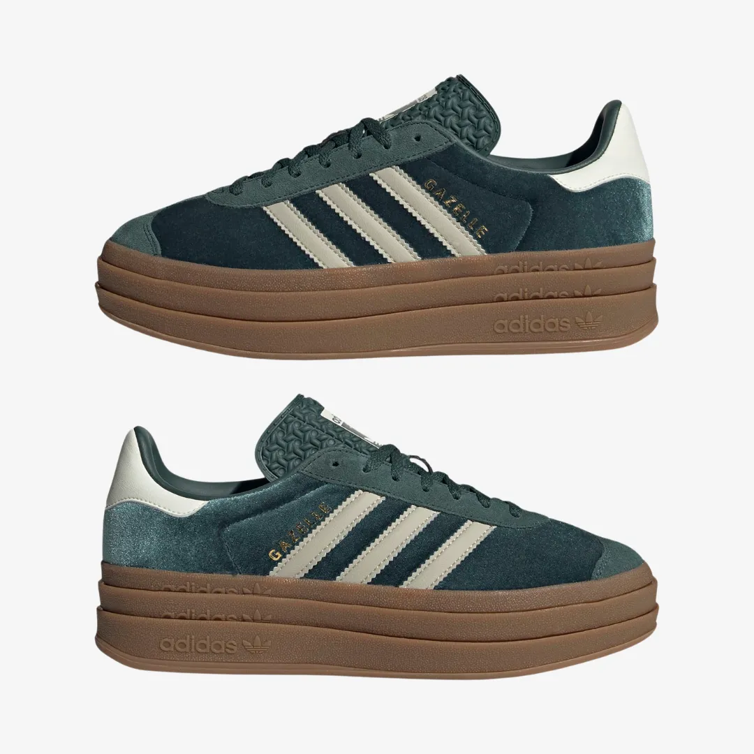 womens adidas gazelle bold (mineral green/gum)