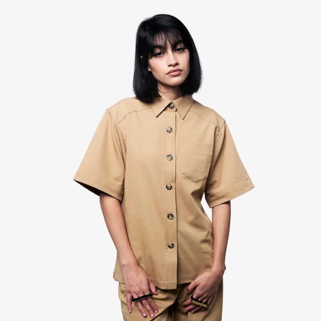 womens melody ehsani chloe button up (khaki)