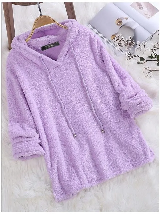 Women's Teddy Sherpa Fleece Hoodie Sweatshirt for Winter