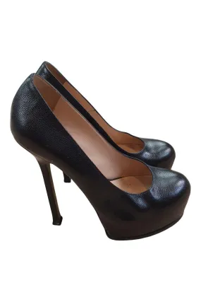 YVES SAINT LAURENT Black Leather Tribute Two Pumps (EU 38)