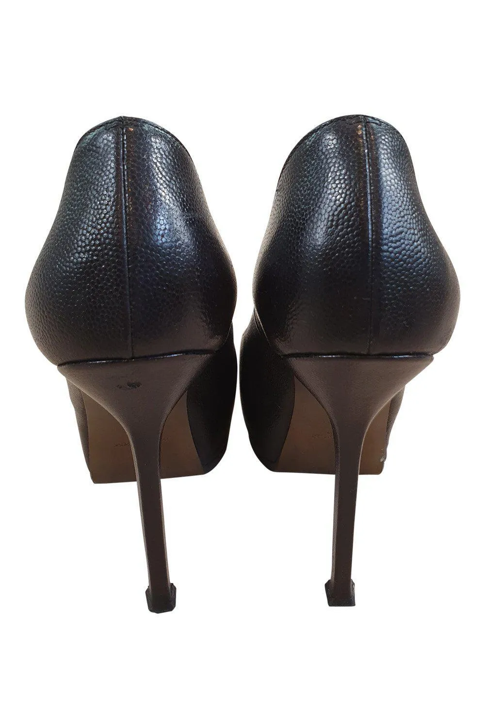 YVES SAINT LAURENT Black Leather Tribute Two Pumps (EU 38)